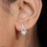 0.35 Carat Pearl Lab Diamond Earrings 14K Yellow Gold