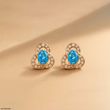 Azure Clover Studs 9K Rose Gold