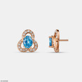 Azure Clover Studs 9K Rose Gold