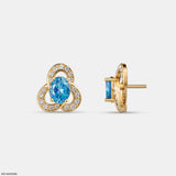 Azure Clover Studs 9K Rose Gold