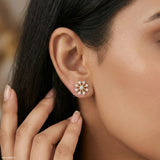 Snow Flake Earrings 14K Yellow Gold