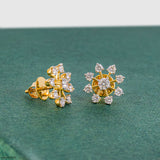 Snow Flake Earrings 14K Yellow Gold