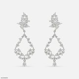 6.15 Carat Aurora Swing Lab Diamond Dangler Earrings 14K White Gold