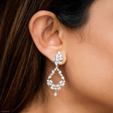 6.15 Carat Aurora Swing Lab Diamond Dangler Earrings 14K White Gold