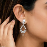 6.15 Carat Aurora Swing Lab Diamond Dangler Earrings 14K White Gold