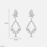 6.15 Carat Aurora Swing Lab Diamond Dangler Earrings 14K White Gold