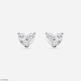 2 Carat Heart Solitaire Embrace Lab Diamond Earrings 14K White Gold