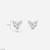 2 Carat Heart Solitaire Embrace Lab Diamond Earrings 14K White Gold