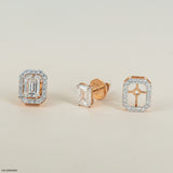 2 Carat Emerald Solitaire Halo Detachable Earrings 18K Rose Gold