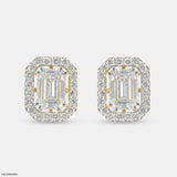 2 Carat Emerald Solitaire Halo Detachable Earrings 14K Yellow Gold