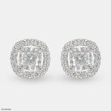 2 Carat Cushion Solitaire Halo Detachable Earrings Platinum 950
