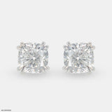 2 Carat Cushion Solitaire Halo Detachable Earrings 18K Yellow Gold