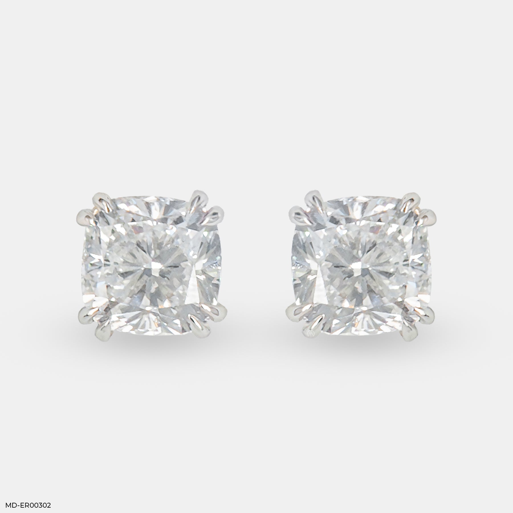 2 Carat Cushion Solitaire Halo Detachable Earrings 18K Yellow Gold
