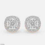 2 Carat Cushion Solitaire Halo Detachable Earrings Platinum 950