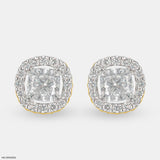 2 Carat Cushion Solitaire Halo Detachable Earrings Platinum 950