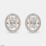 2 Carat Oval Solitaire Halo Detachable Earrings 14K Rose Gold