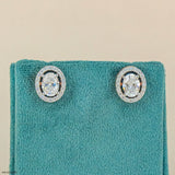 2 Carat Oval Solitaire Halo Detchable Earrings 14K Yellow Gold
