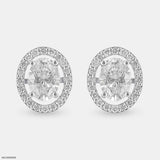 2 Carat Oval Solitaire Halo Detachable Earrings 14K Rose Gold