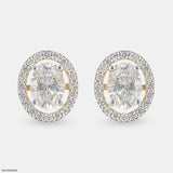 2 Carat Oval Solitaire Halo Detachable Earrings 14K Rose Gold