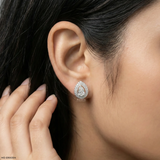 3 Carat Pear Solitaire Halo Detachable Earrings Platinum 950