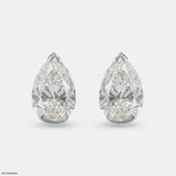 3 Carat Pear Solitaire Halo Detachable Earrings Platinum 950
