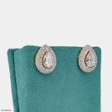 3 Carat Pear Solitaire Halo Detachable Earrings 18K Yellow Gold