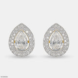 3 Carat Pear Solitaire Halo Detachable Earrings Platinum 950