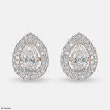 3 Carat Pear Solitaire Halo Detachable Earrings Platinum 950