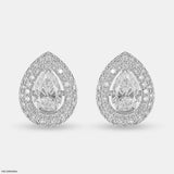 3 Carat Pear Solitaire Halo Detachable Earrings Platinum 950