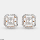2 Carat Asscher Solitaire Detachable Earrings 9K White Gold