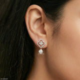 1 Carat Glamming Pearl Lab Diamond Earrings 14K Rose Gold