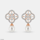 1 Carat Glamming Pearl Lab Diamond Earrings 14K Rose Gold