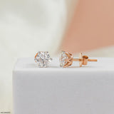 2 Carat Round Brilliant Lab Diamond Solitaire studs Earrings 14K Rose Gold