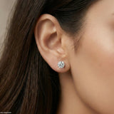 3 Carat Round Brilliant-Cut Lab Diamond Stud Earrings 14K Yellow Gold