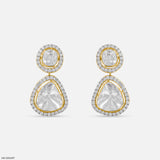 1 Carat Polaris Uncut Lab Diamond Earrings 14K Yellow Gold