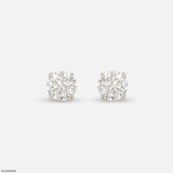 1 Carat Classic Four-Claw Lab Diamond Solitaire Studs 14K Rose Gold