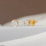 1 Carat Classic Four-Claw Lab Diamond Solitaire Studs 14K Rose Gold