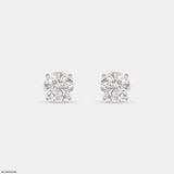 2 Carat Four-Prong Round Diamond Stud Earrings 14K Yellow Gold