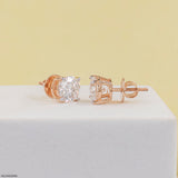 2 Carat Four-Prong Round Diamond Stud Earrings 14K Yellow Gold