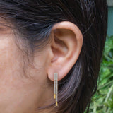 1 Carat Elegant Lines Lab Diamond Earrings 18K Yellow Gold