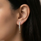 1 Carat Elegant Lines Lab Diamond Earrings 18K Yellow Gold