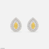 1.5 Carat Canary Halo Diamond Studs 9K White Gold