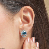 4.15 Carat Celestial Blue Bloom Lab Diamond Studs 14K White Gold