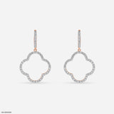1 Carat Pave Quatrefoil Lab Diamomd Drop Earrings 9K Rose Gold