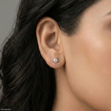1 Carat Hexagonal Lab Diamond Cluster Stud Earrings 14K Yellow Gold