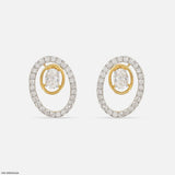 1.70 Carat Oval Halo Lab Diamond Stud Earrings 14K Yellow Gold