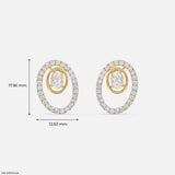 1.70 Carat Oval Halo Lab Diamond Stud Earrings 14K Yellow Gold