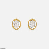1.70 Carat Oval Halo Lab Diamond Stud Earrings 14K Yellow Gold