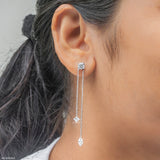 1 Carat Cascading Lab Diamond Chain Earrings 18K White Gold