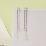 1 Carat Cascading Lab Diamond Chain Earrings 18K White Gold